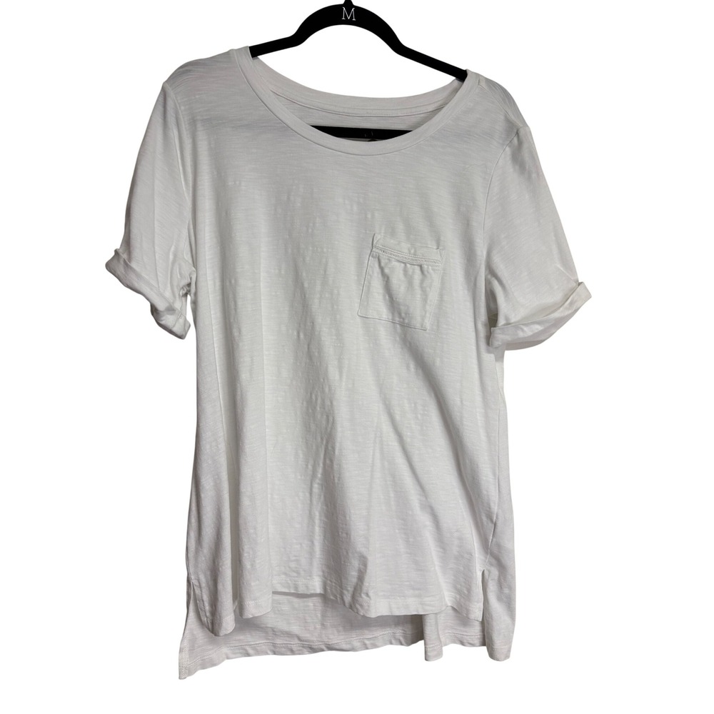 Wonder, White Rounded Neck T-Shirt, Short Cuffed Sleeves,β Women's Size L